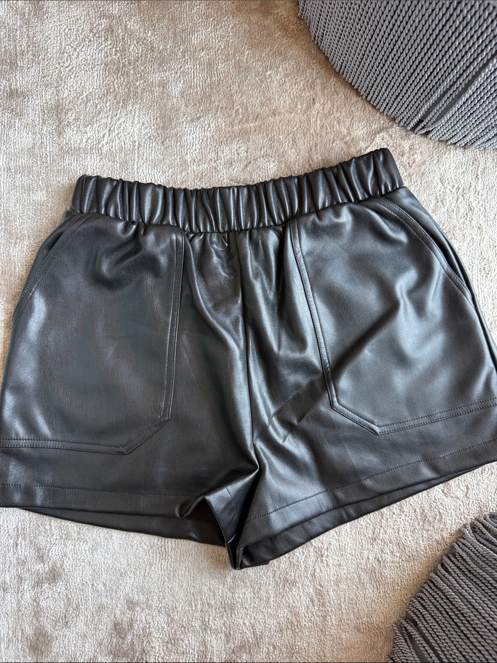 BB Dakota by Steve Madden Black Faux Leather High-Waist Shorts